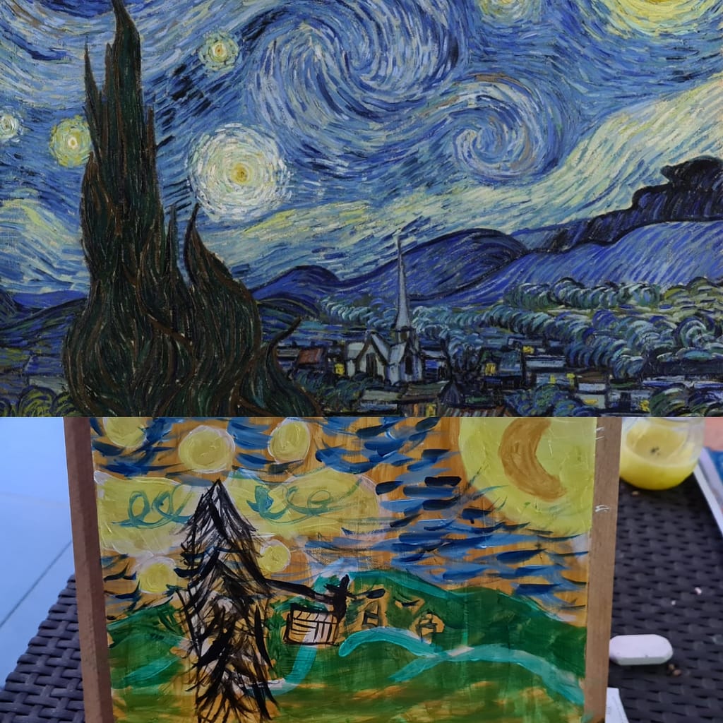 Evan's version of Van Gough's Starry Night from a few years ago
