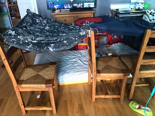Building a fort in the living room
