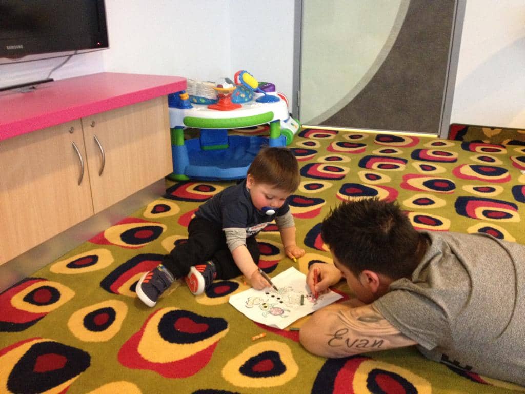 Having fun in the kids' zone